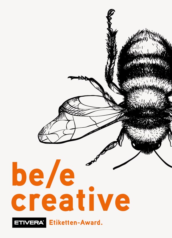 Zu sehen ist das "Bee Creative" Sujet des ETIVERA Etiketten-Award.