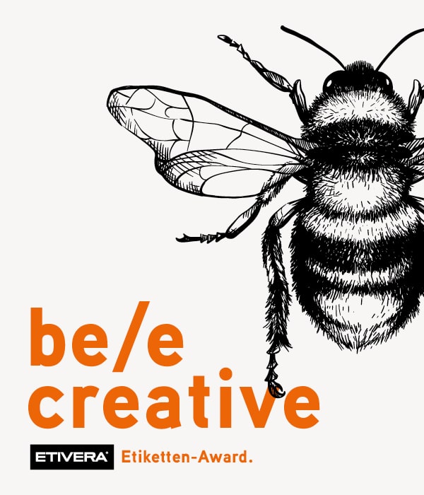 Zu sehen ist das "Bee Creative" Sujet des ETIVERA Etiketten-Award.