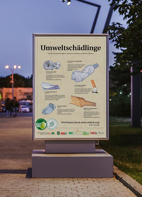 Abgebildet ist ein Flyer des Steirischen Frühjahrsputz - der Stop Littering Kampagne.